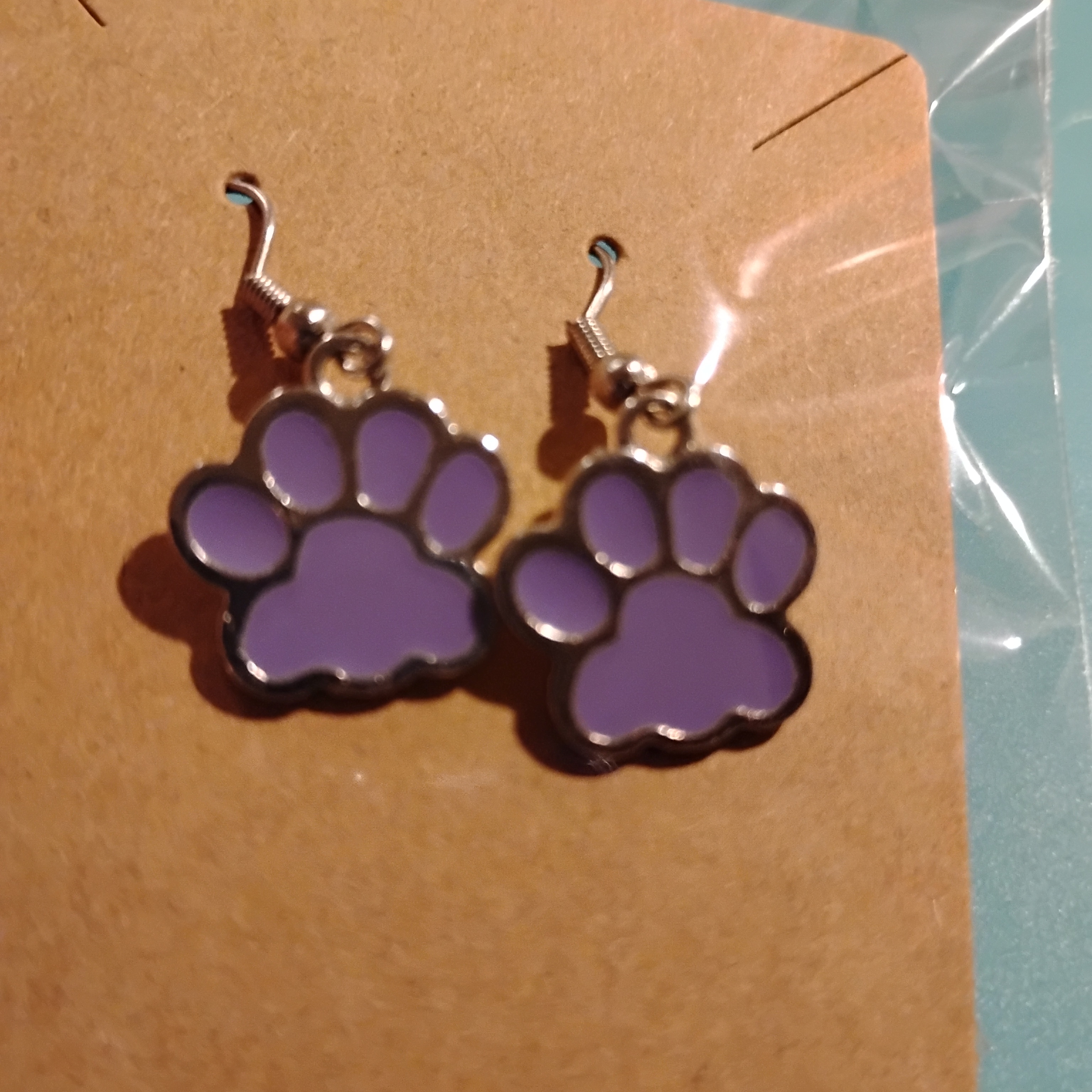 Purple Paw Print Earrings